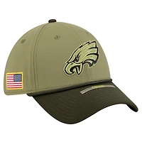 Casquette New Era 39THIRTY Flex verte Philadelphia Eagles 2025 Salute to Service pour homme