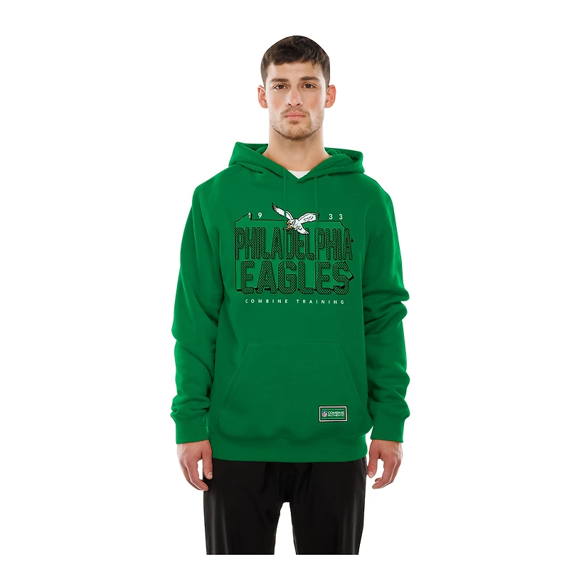 Sweat à capuche rétro authentique New Era vert Philadelphia Eagles Combine pour homme
