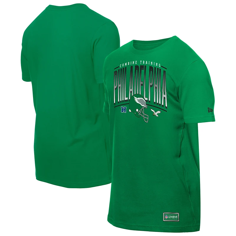 T-shirt d'entraînement authentique New Era vert Philadelphia Eagles Combine pour homme
