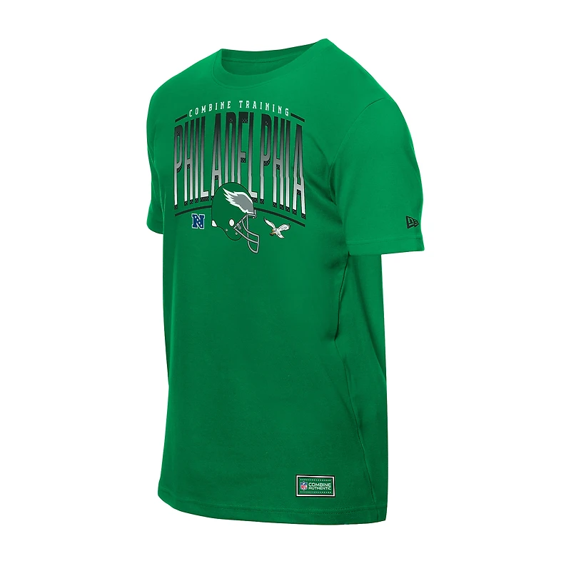 T-shirt d'entraînement authentique New Era vert Philadelphia Eagles Combine pour homme