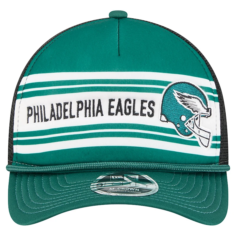 Men's New Era  Green Philadelphia Eagles  Linear A-Frame 9FORTY Adjustable Hat