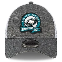 Casquette ajustable 9FORTY pour hommes New Era Heather Grey Philadelphia Eagles 2022 NFC East Division Champions Locker Room