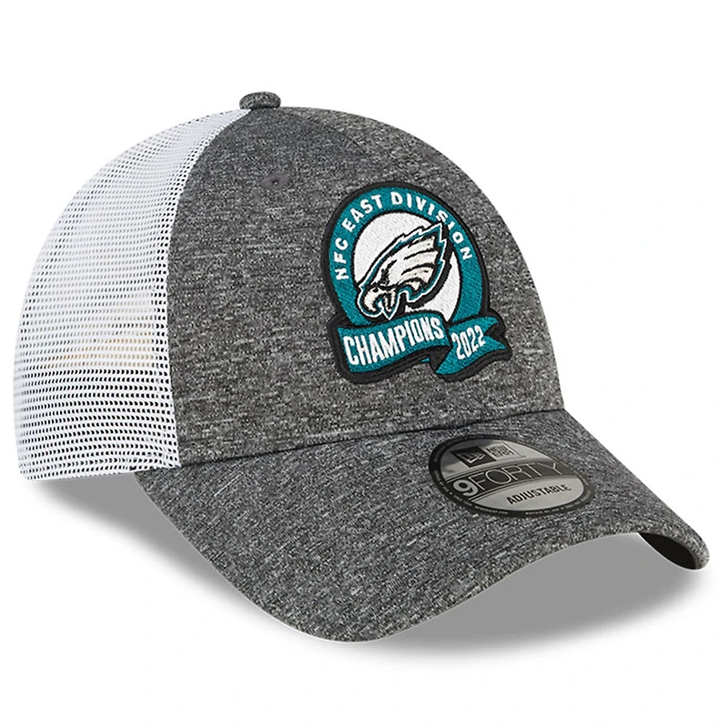 Casquette ajustable 9FORTY pour hommes New Era Heather Grey Philadelphia Eagles 2022 NFC East Division Champions Locker Room