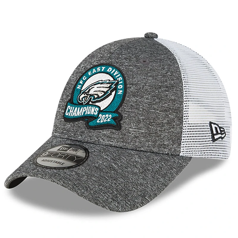 Casquette ajustable 9FORTY pour hommes New Era Heather Grey Philadelphia Eagles 2022 NFC East Division Champions Locker Room