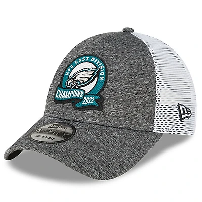 Casquette ajustable 9FORTY pour hommes New Era Heather Grey Philadelphia Eagles 2022 NFC East Division Champions Locker Room