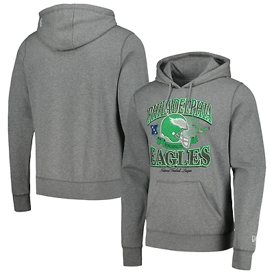 Sweat à capuche rétro New Era pour hommes, gris chin