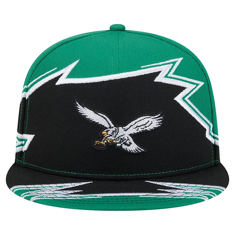 Casquette ajustée New Era 59FIFTY Break vert/noir pour homme des Philadelphia Eagles