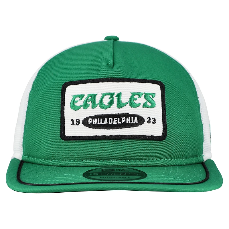 Casquette ajustable New Era 19TWENTY vert/blanc avec écusson Philadelphia Eagles
