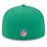 Casquette ajustée 59FIFTY New Era Kelly Green Philadelphia Eagles 2025 Sideline Throwback pour homme