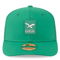 Casquette ajustable New Era 9SEVENTY Trucker vert Kelly pour homme, Philadelphia Eagles 2025 Sideline Throwback