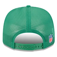 Casquette ajustable New Era 9SEVENTY Trucker vert Kelly pour homme, Philadelphia Eagles 2025 Sideline Throwback