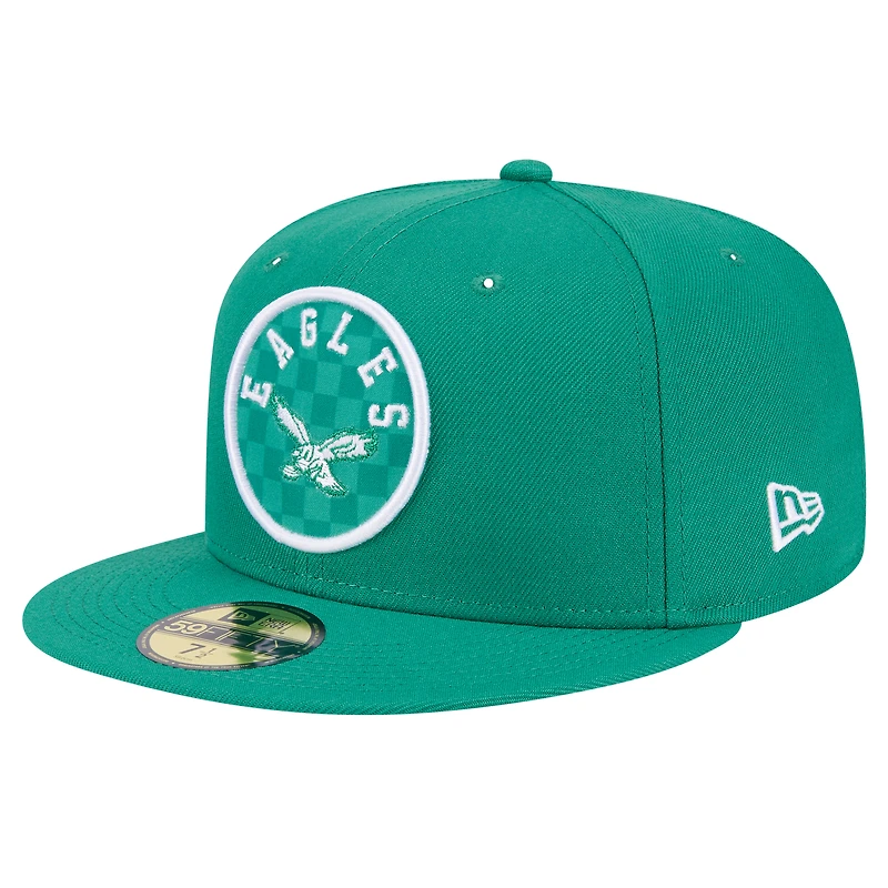 Casquette ajustée à carreaux 59FIFTY Philadelphia Eagles de New Era pour homme, vert Kelly