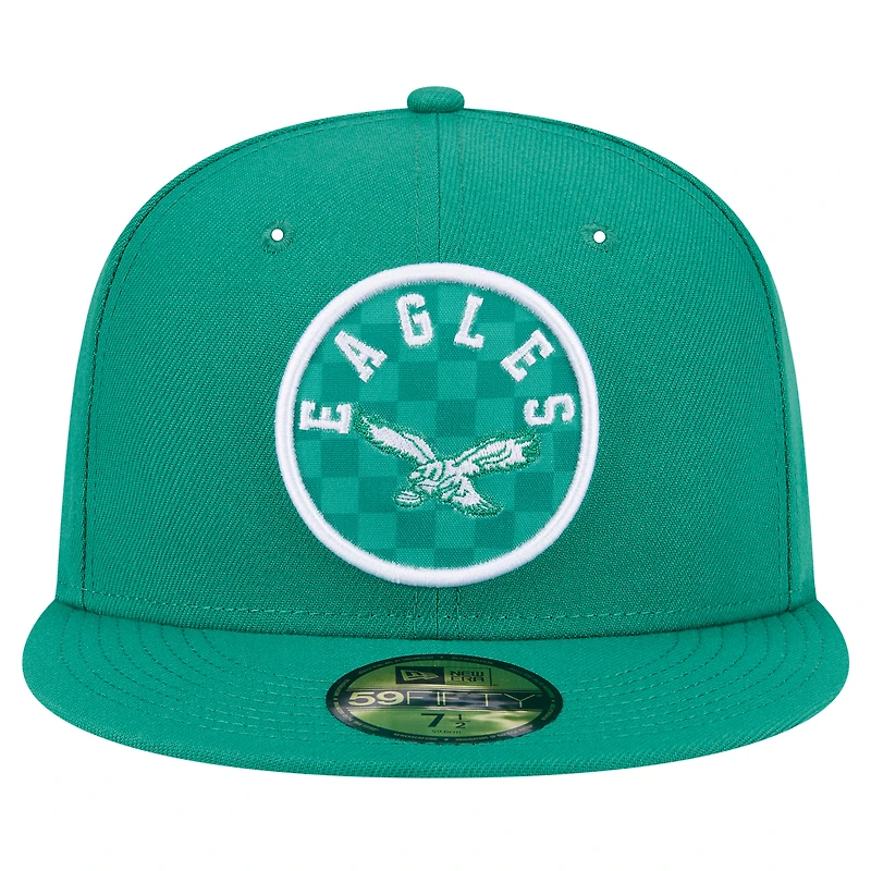 Casquette ajustée à carreaux 59FIFTY Philadelphia Eagles de New Era pour homme, vert Kelly