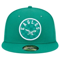Casquette ajustée à carreaux 59FIFTY Philadelphia Eagles de New Era pour homme, vert Kelly