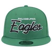 Men's New Era Kelly Green Philadelphia Eagles Main Script 9FIFTY Snapback Hat