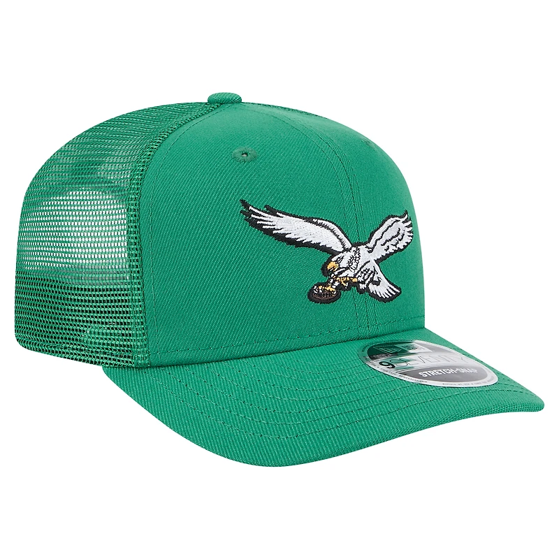 Casquette camionneur extensible 9SEVENTY New Era vert Kelly pour homme des Philadelphia Eagles