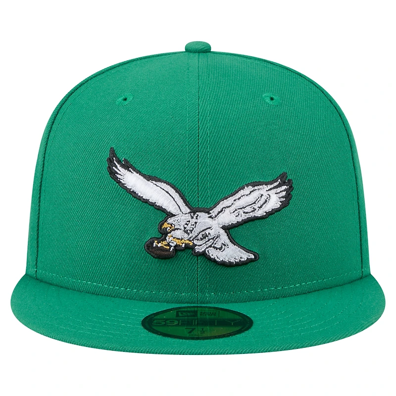 Casquette ajustée New Era 59FIFTY pour homme, vert Kelly, Philadelphia Eagles, Super Bowl LIX Champions, écusson latéral historique