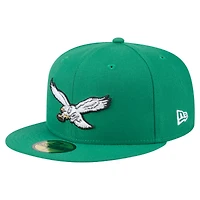 Casquette ajustée New Era 59FIFTY pour homme, vert Kelly, Philadelphia Eagles, Super Bowl LIX Champions, écusson latéral historique