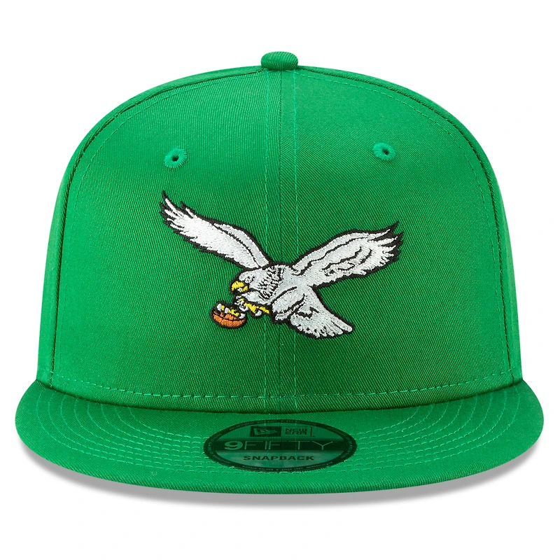 Casquette réglable Snapback New Era Kelly Green Philadelphia Eagles Throwback 9FIFTY pour homme