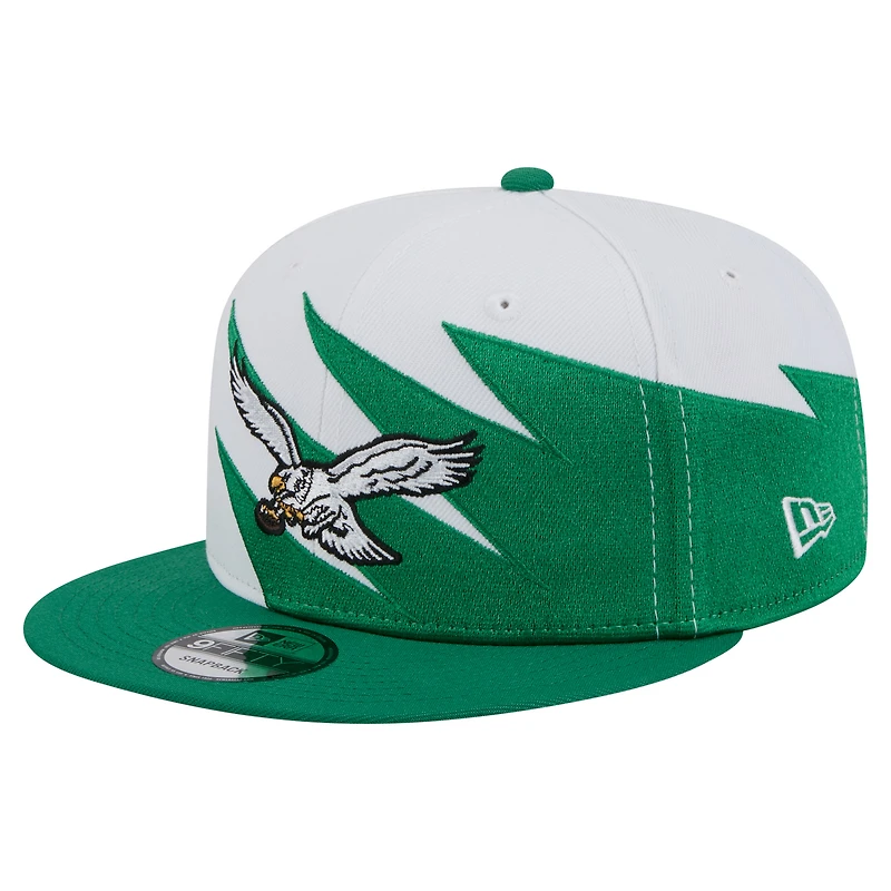 Casquette Snapback Philadelphia Eagles Throwback Jagged 9FiFTY Kelly Green New Era pour homme