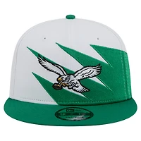 Casquette Snapback Philadelphia Eagles Throwback Jagged 9FiFTY Kelly Green New Era pour homme