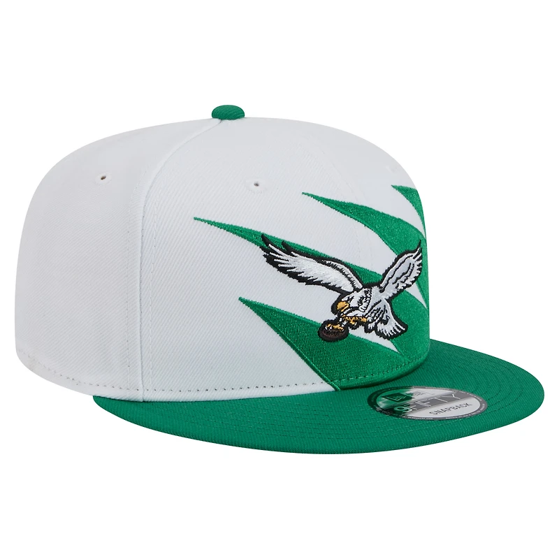 Casquette Snapback Philadelphia Eagles Throwback Jagged 9FiFTY Kelly Green New Era pour homme