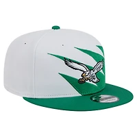 Casquette Snapback Philadelphia Eagles Throwback Jagged 9FiFTY Kelly Green New Era pour homme
