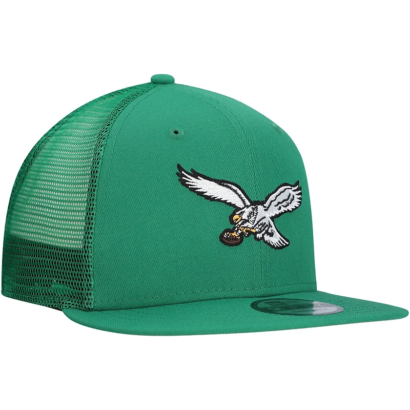 Casquette Snapback 9FIFTY Main Trucker des Philadelphia Eagles New Era vert nuit pour hommes