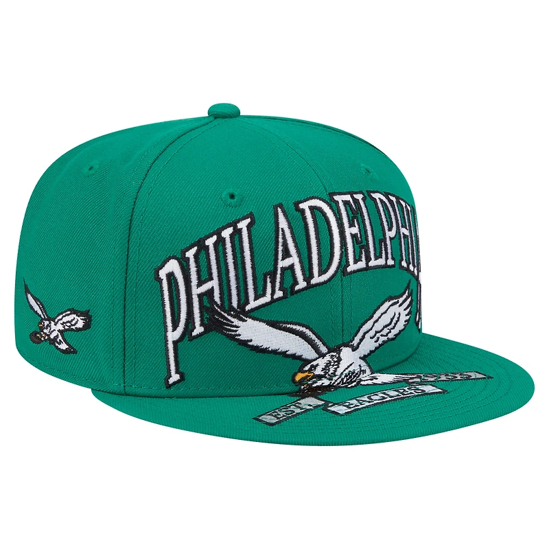 Casquette ajustée surdimensionnée 59FIFTY New Era vert Kelly pour homme des Philadelphia Eagles