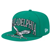 Casquette ajustée surdimensionnée 59FIFTY New Era vert Kelly pour homme des Philadelphia Eagles