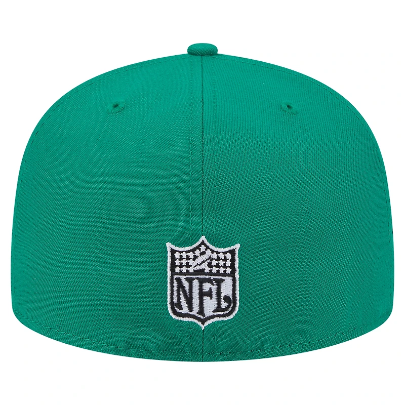 Casquette ajustée surdimensionnée 59FIFTY New Era vert Kelly pour homme des Philadelphia Eagles
