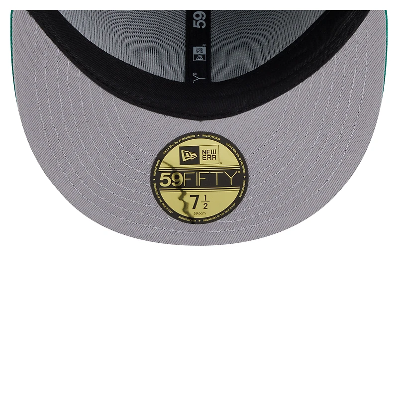 Men's New Era Kelly Green Philadelphia Eagles Throwback Oversized 59FIFTY Fitted Hat
