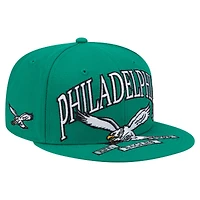 Men's New Era Kelly Green Philadelphia Eagles Throwback Oversized 59FIFTY Fitted Hat