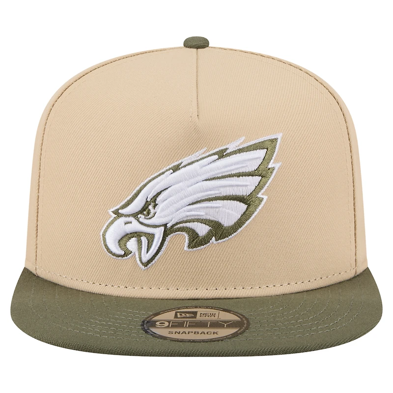 Casquette snapback New Era 9FIFTY kaki/olive pour homme, coloris A-Frame, Philadelphia Eagles