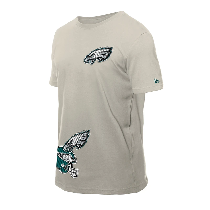 Men's New Era Light Beige Philadelphia Eagles Multi Patch T-Shirt