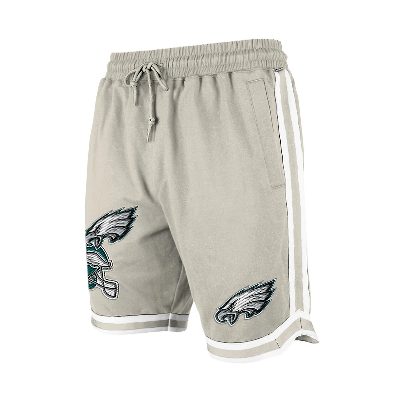 Short beige clair à patchs multiples Stone des Philadelphia Eagles de New Era pour homme