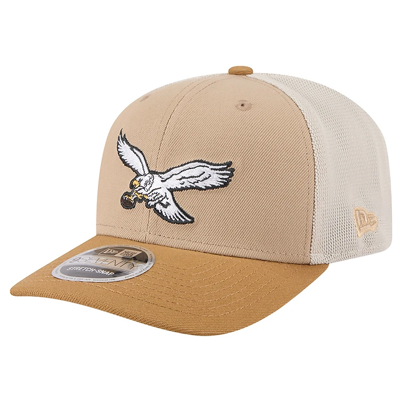 Casquette ajustable bicolore rétro 9SEVENTY beige clair des Philadelphia Eagles de New Era pour homme