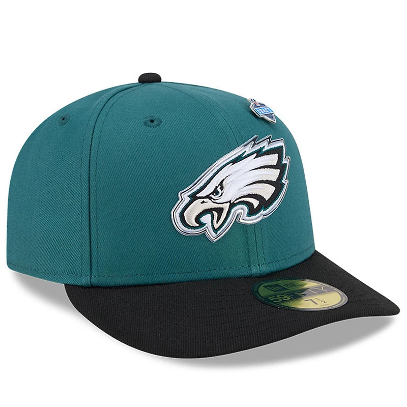 Men's New Era  Midnight Green/Black Philadelphia Eagles 2026 NFL Draft Pre-Curved 59FIFTY Fitted Hat