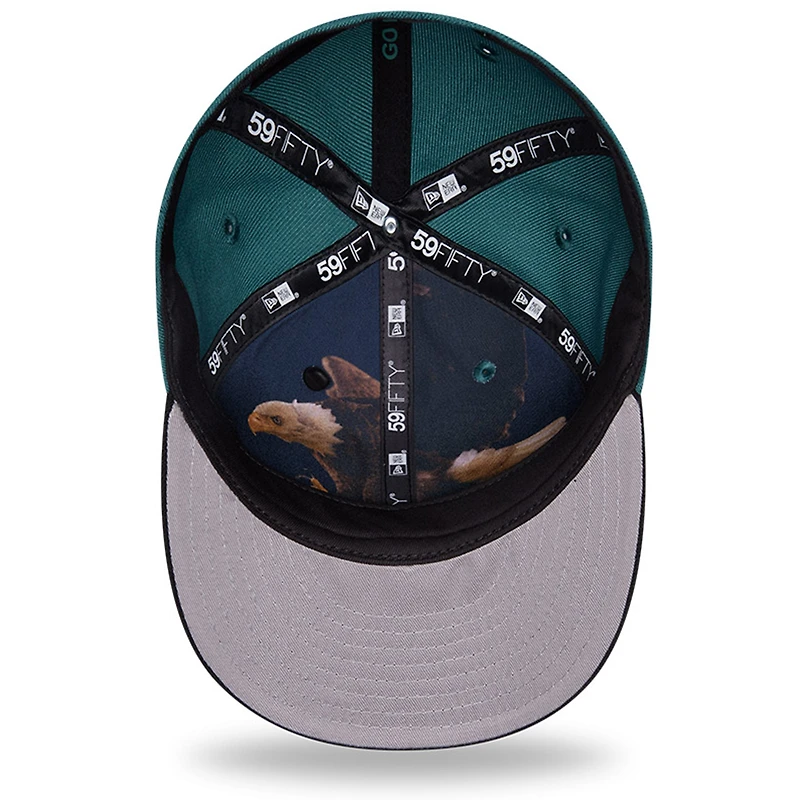 Casquette ajustée New Era 59FIFTY vert nuit/noir pour homme, Philadelphia Eagles, draft NFL 2026