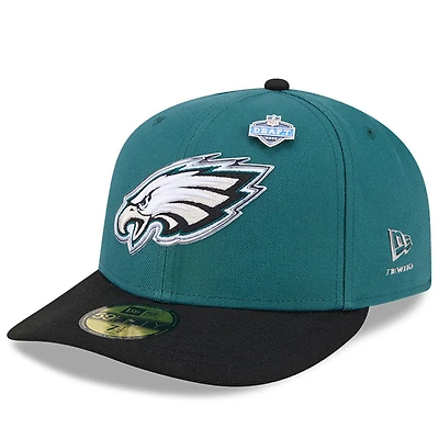 Men's New Era Midnight Green/Black Philadelphia Eagles 2026 NFL Draft Pre-Curved 59FIFTY Fitted Hat