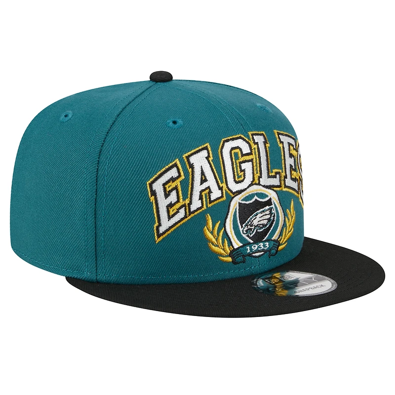 Casquette Snapback 9FIFTY Snapback de l'équipe des Philadelphia Eagles New Era pour hommes, vert nuit/noir