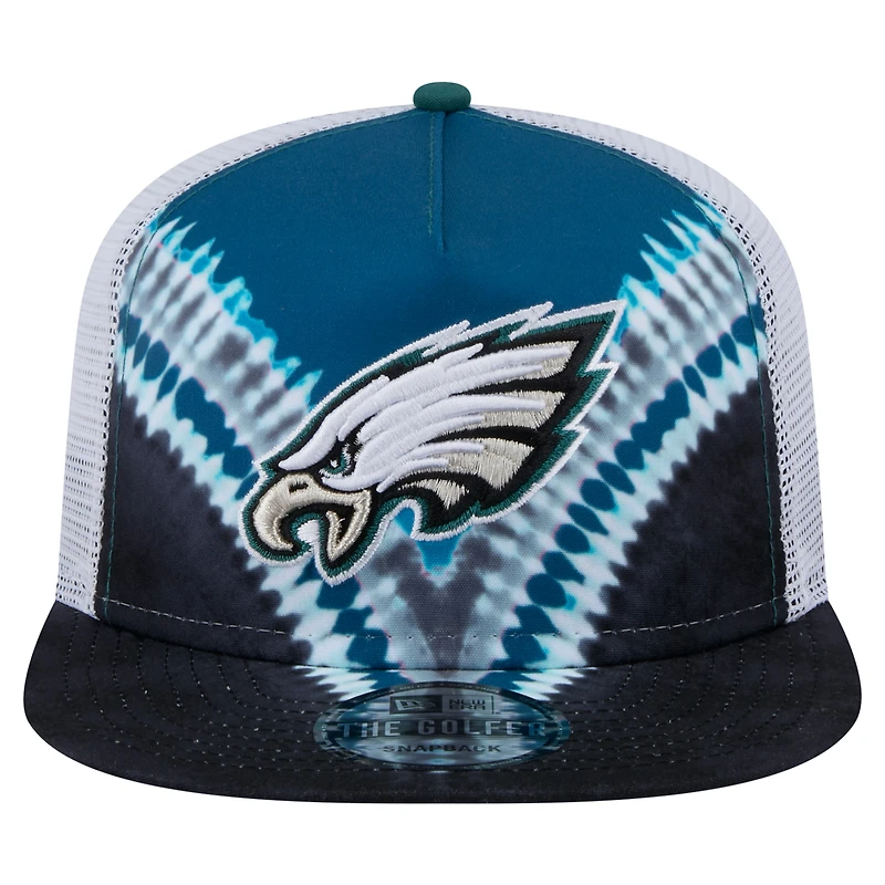Casquette de golf à visière arrière Philadelphia Eagles de New Era pour homme, vert nuit/noir