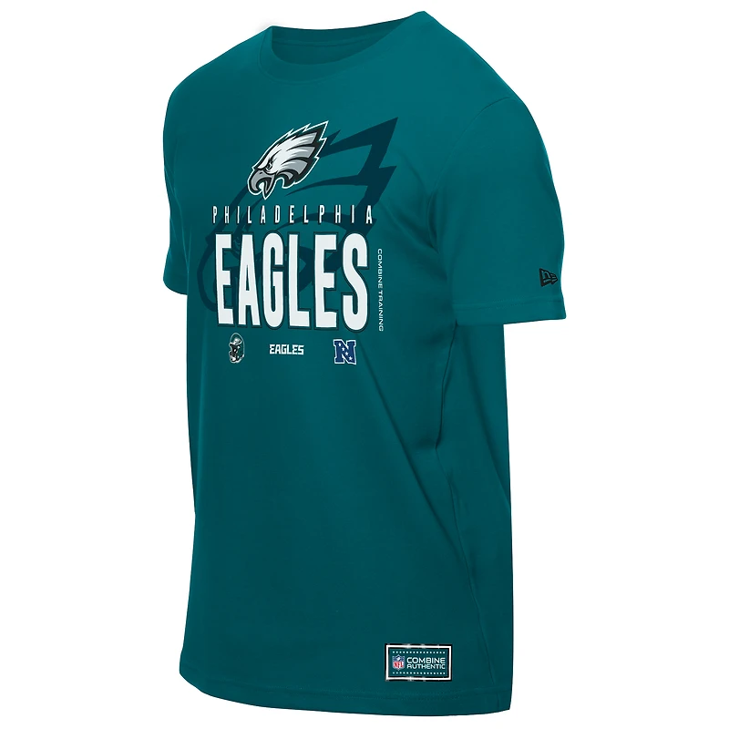 T-shirt New Era vert nuit pour homme, camp d'entraînement NFL 2025 des Philadelphia Eagles