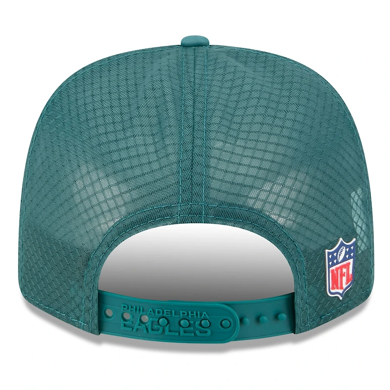 Men's New Era  Midnight Green Philadelphia Eagles 2025 Sideline 9SEVENTY Adjustable Trucker Hat