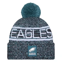 Men's New Era Midnight Green Philadelphia Eagles 2025 Sideline Cold Weather Cuffed Knit Hat with Pom