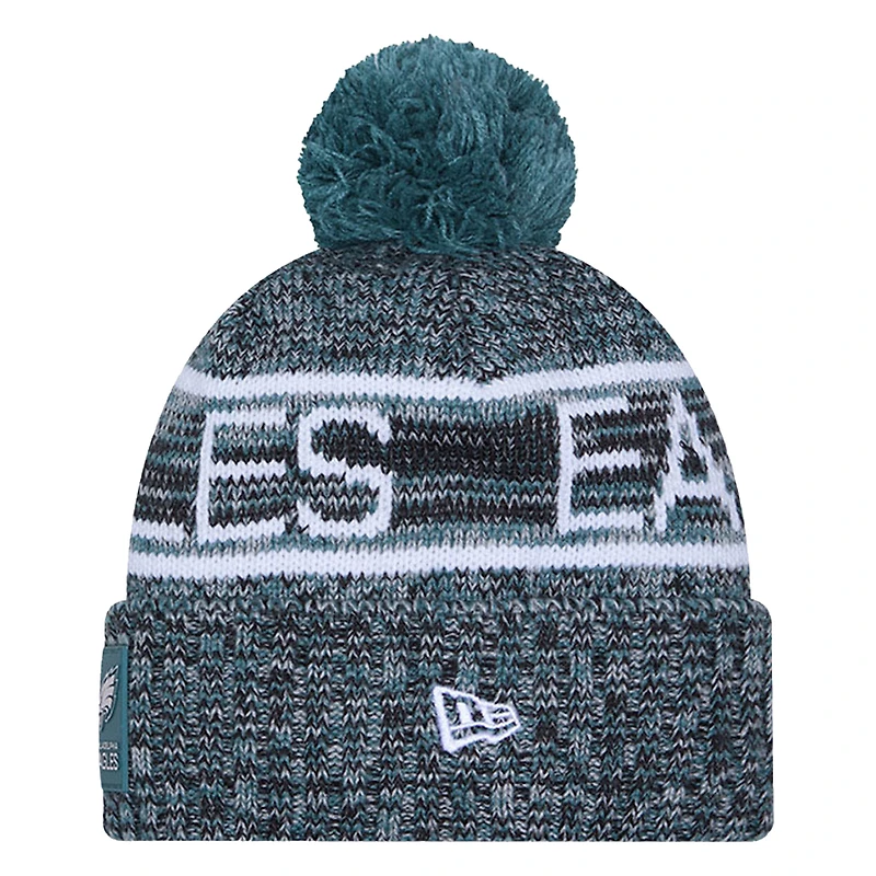 Men's New Era Midnight Green Philadelphia Eagles 2025 Sideline Cold Weather Cuffed Knit Hat with Pom