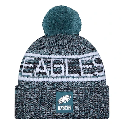 Men's New Era Midnight Green Philadelphia Eagles 2025 Sideline Cold Weather Cuffed Knit Hat with Pom