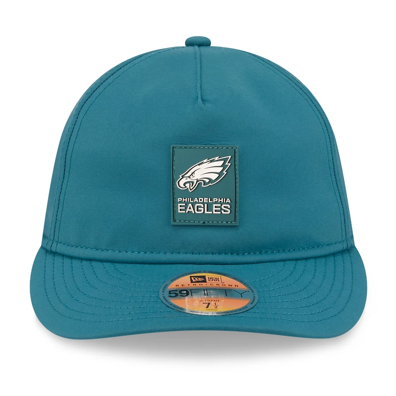 Casquette ajustée New Era 59FIFTY pour homme, vert nuit, Philadelphia Eagles 2025 Sideline Retro Crown