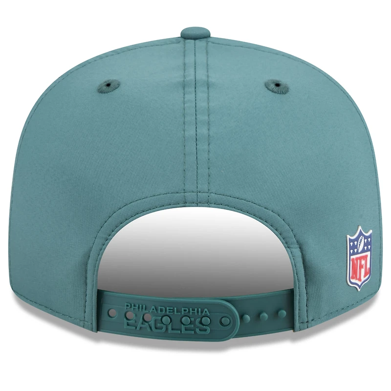 Casquette snapback 9FIFTY à panneau fendu latéral New Era vert nuit des Eagles de Philadelphie 2025 pour homme