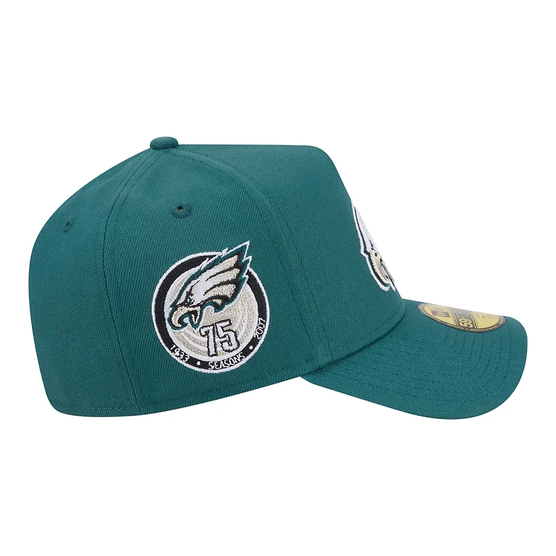 Casquette ajustée New Era 59FORTY pour homme, vert nuit, Philadelphia Eagles, modèle A-Frame
